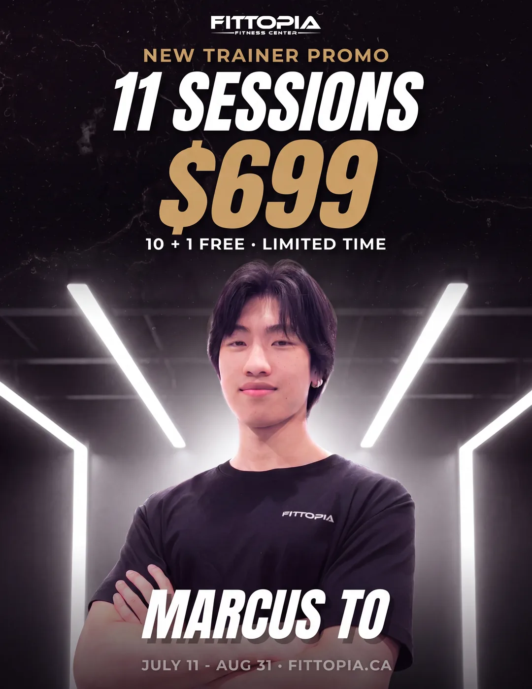 Fittopia New Trainer Promo poster: 10+1 PT sessions with Marcus To for $699